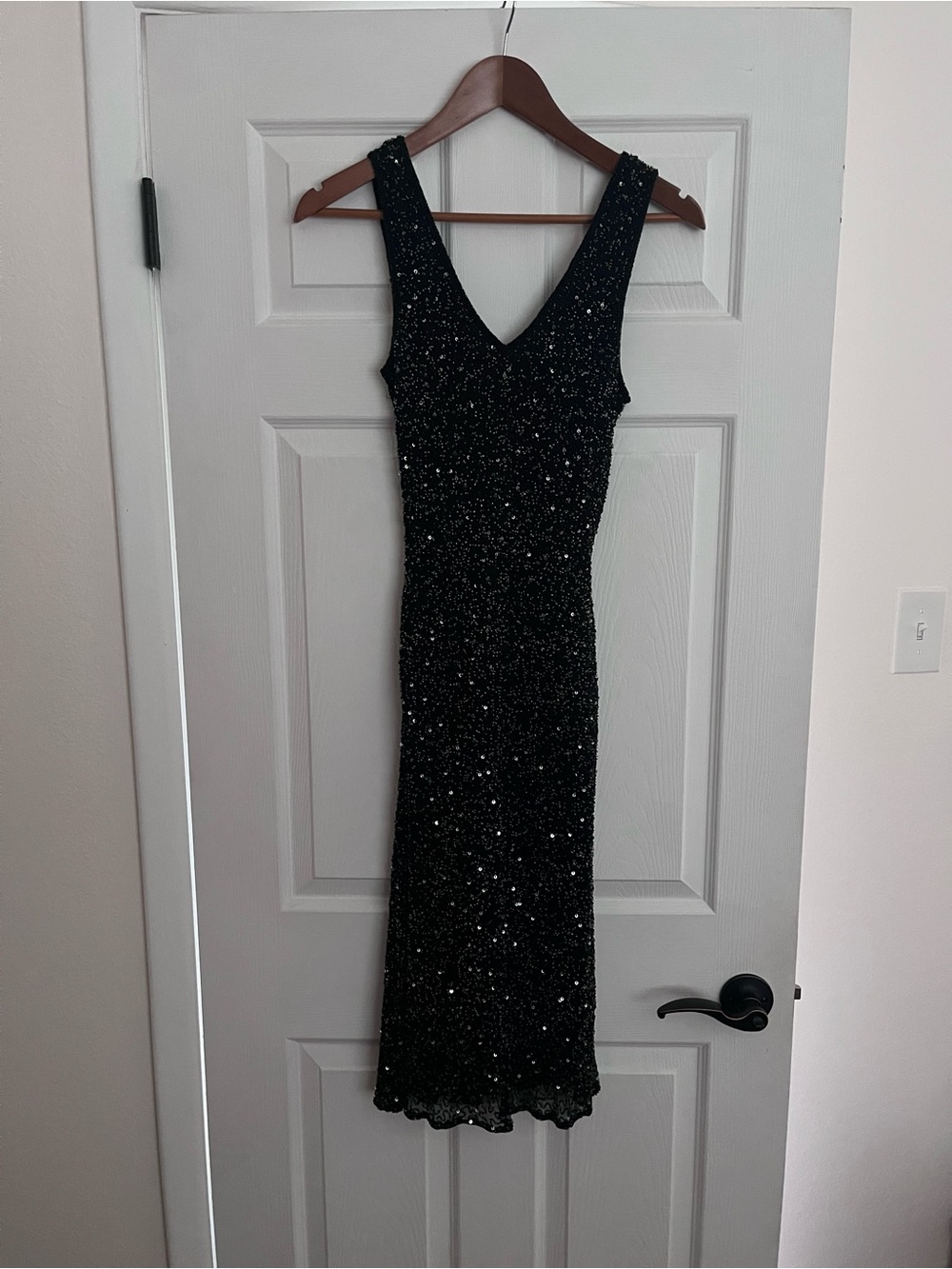 Sténay • Vintage Black Sequin V-Neck Maxi Dress